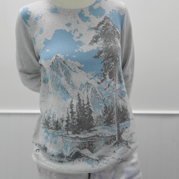 Northern Reflections mountain scene mock neck sweater - Picture 6 of 7